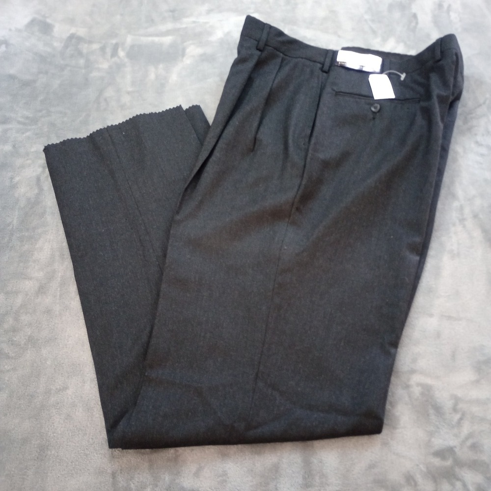 Jos. A. Bank Pants Mens 38 Charcoal Wool Cashmere Pleated Windsor FLAWS READ